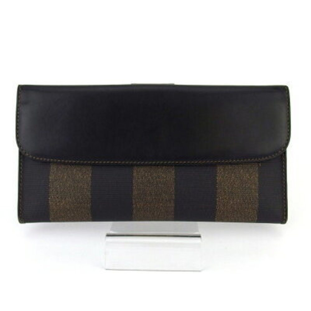 FENDI long Wallet black beige leather Pecan - Picture 2 of 6